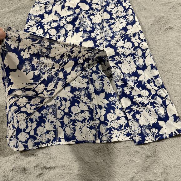 Sam Edelman Dress Womens Size 6 Blue White Floral Puff Sleeve Midi Sundress New - Picture 4 of 13